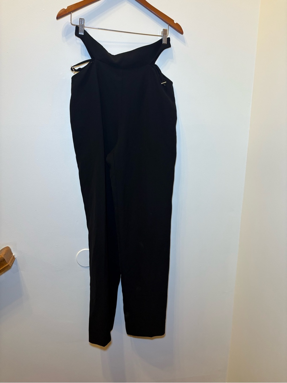 Halston Heritage Black High-Waist Strap Jumpsuit